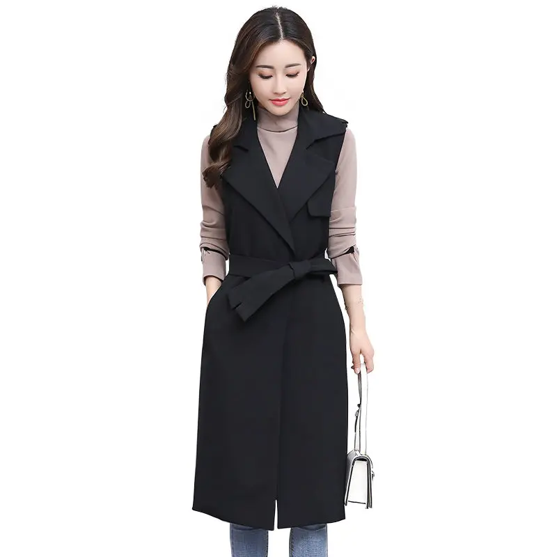 Autumn New Sleeveless Long Suit Vest Jacket Women Colete