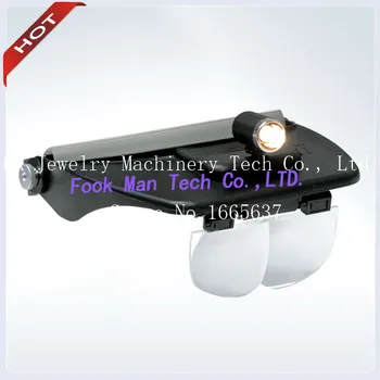 

Shipping Time Within One Week 2 pcs / set Jewelry Magnifying Light Head Magnifier Glass Magnifying Tools With two LED lamps