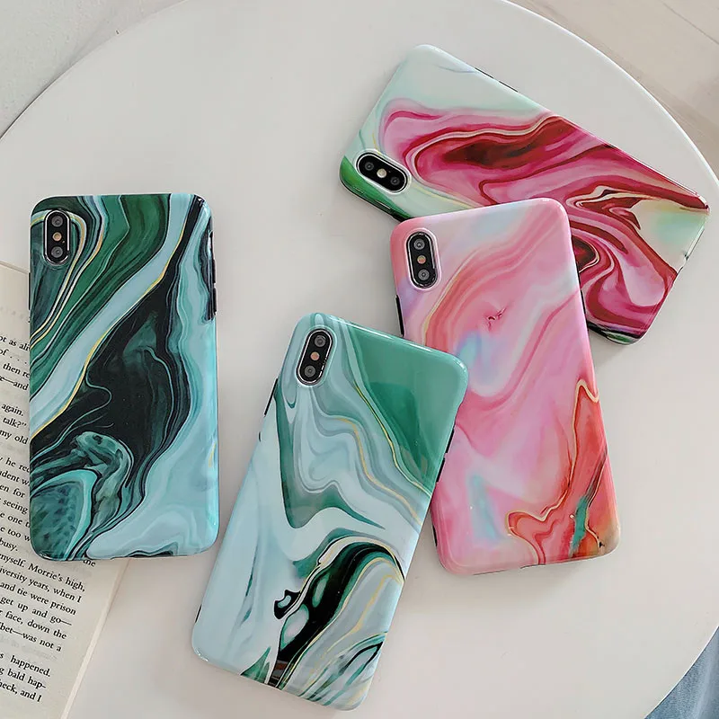 

Classial Oil Painting Marble Texture Phone Cases For iPhone XR XS Max 6 6S 7 8 Plus X XS Soft IMD Drawing Phone Back Cover Cases