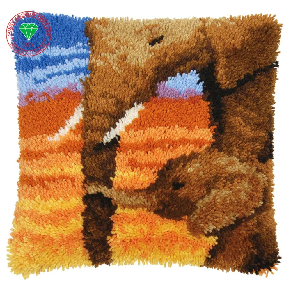 Elephant pillow cushion decor carpet Latch hook rug kits Pillowcase