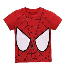 summer tops 2016 wholesale cartoon spider man super hero tops 1-7Y kids boys baby girls short sleeve tops