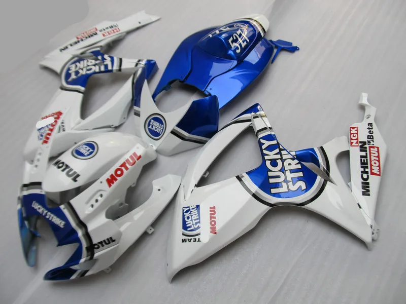 Мотоциклетный вставной обтекатель комплект для SUZUKI GSXR600 750 K6 06 07 R 600 GSXR750 2006 2007 ABS белая, голубая обшивка комплект+ подарки SB10
