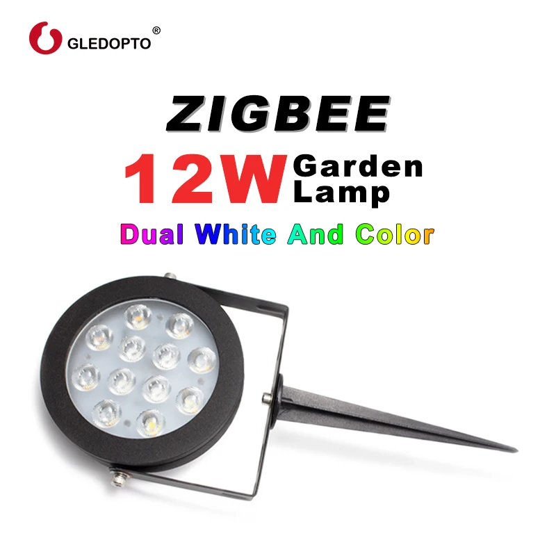 ZIGBEE smart led garden lamp 12W RGB+CCT APP control work with alexa ac100-240v dual white outdool light ZIGBEE light link 3.0