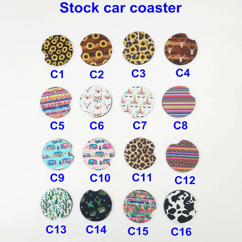 

200pcs/lot 18 Style Neoprene Car Cup Mat Contrast Mug Coaster Flower Teacup Rainbow colors Pad for Home Decor Accessories