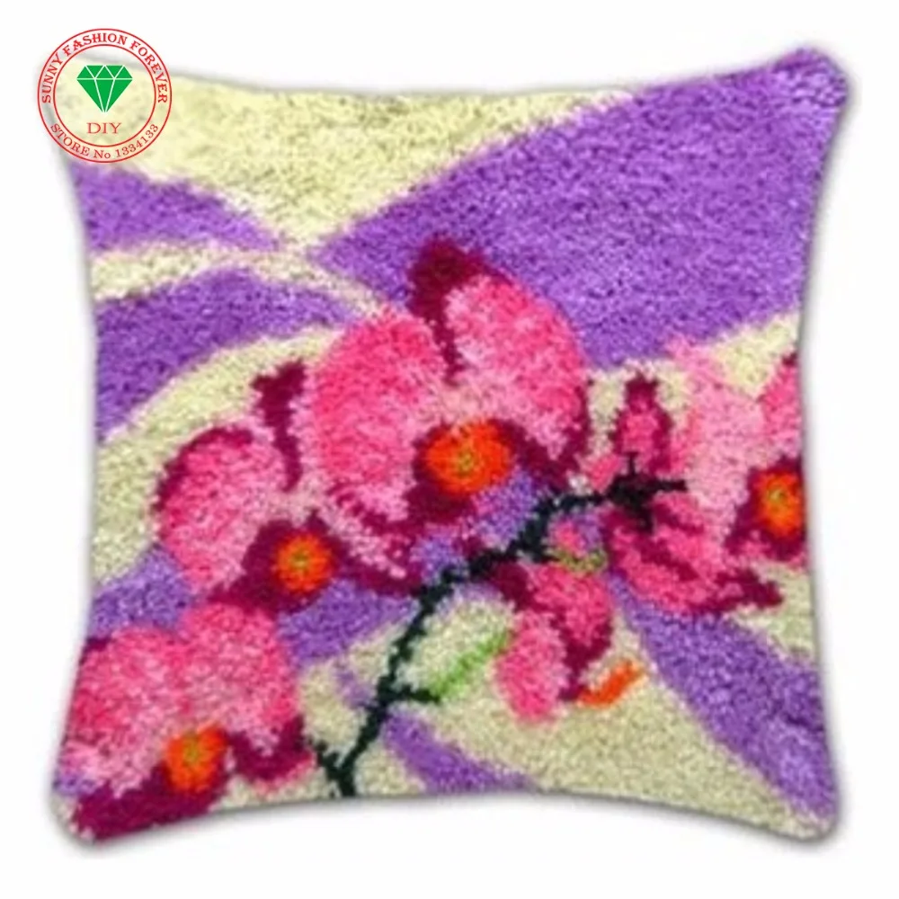 Flowers Latch hook rug kits Needlework Pillowcase cross stitch thread embroidery kit Carpet