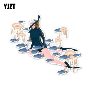 

YJZT 11.2*13.7CM Coolest Girl Swimming To Dive Car Stickers Accessories Bumper 11A1669