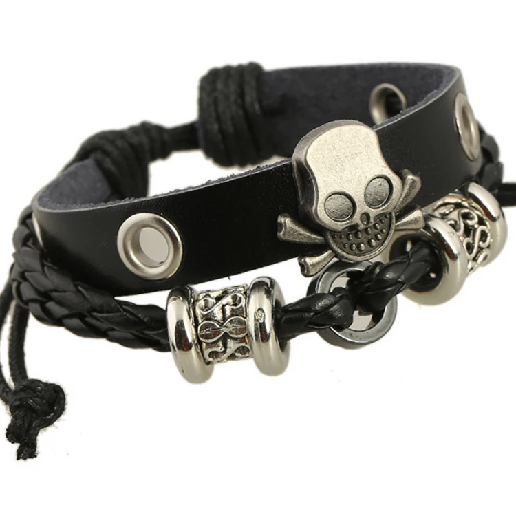 2015 Fashion Punk rivet Metal Heavy Chain MultiLayer Rivet Leather Bracelet. Charm bracelets &amp bangles for women vintage jewelry |