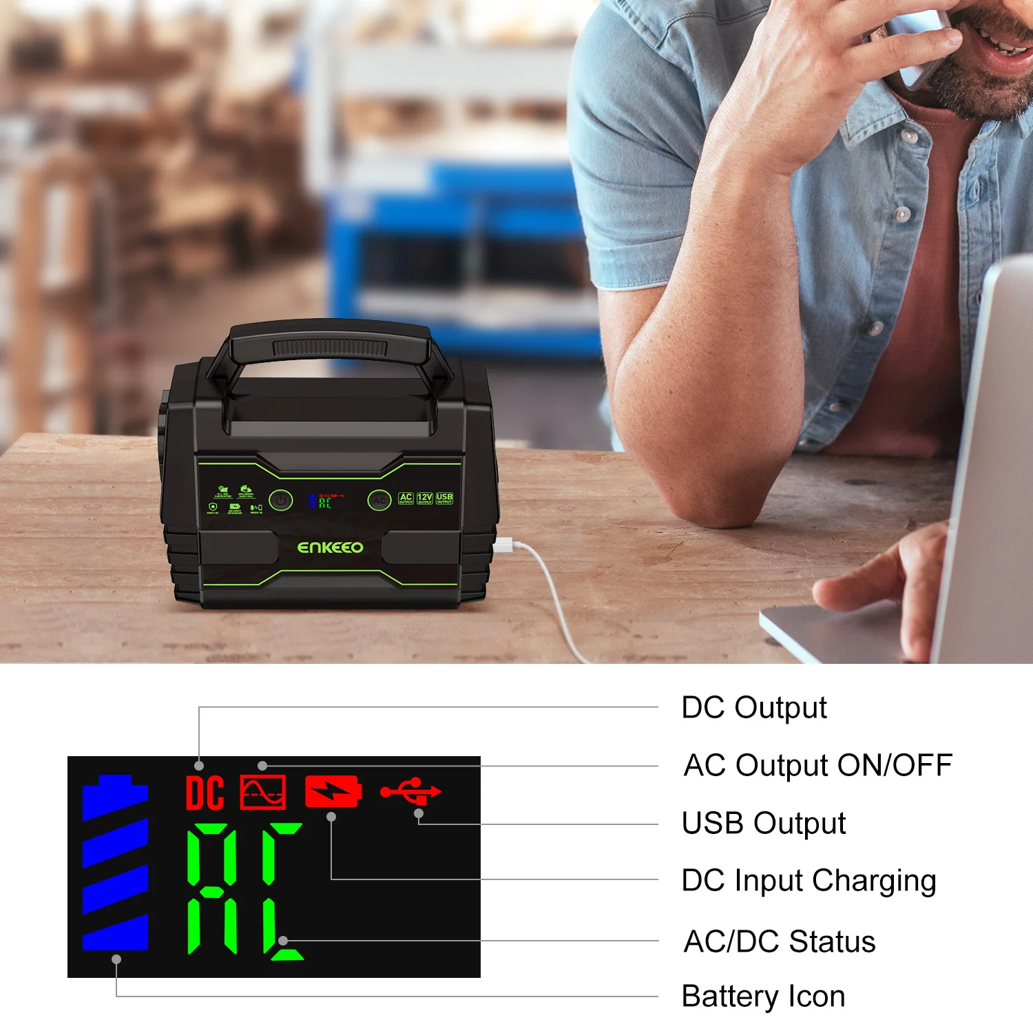 Suaoki Enkeeo S155 155Wh портативный источник питания QC3.0 электростанция с AC/DC/USB выходами для телефонов ноутбуков аварийный ЕС/США штекер