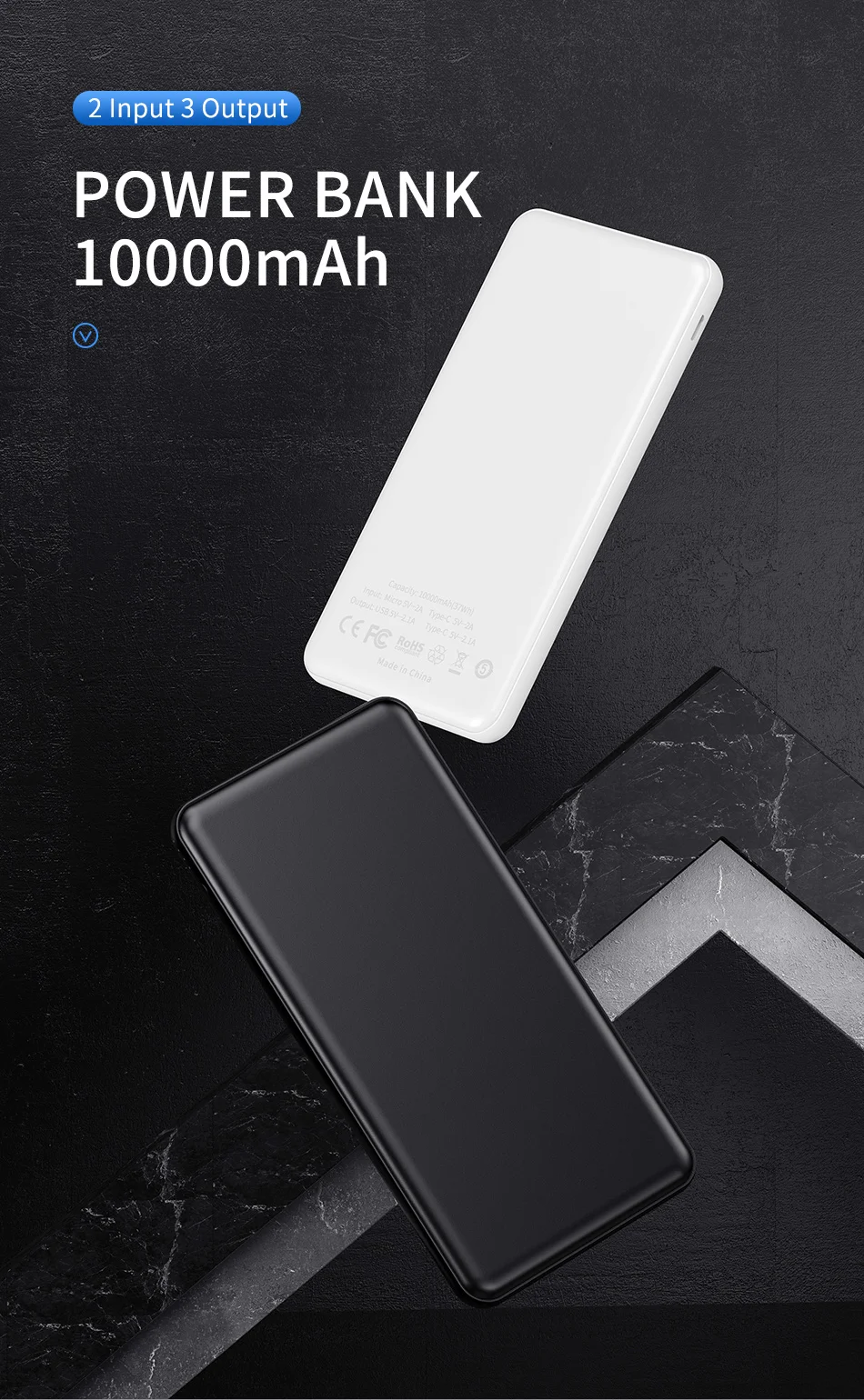 ROCK power Bank Ультратонкий внешний аккумулятор 10000 мАч портативное зарядное устройство Универсальный мобильный телефон внешний аккумулятор для samsung Xiaomi