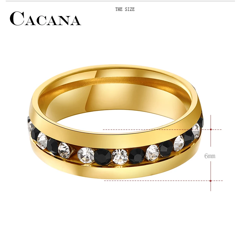 CACANA Stainless Steel Rings For Women Personalized Fashion Channel Setting Wedding Rings Jewelry Wholesale NO.R37