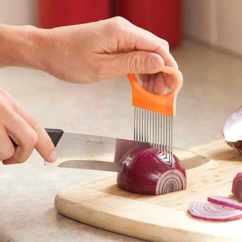 

Shredders Slicers Tomato Onion Vegetables Slicer Cutting Aid Holder Guide Slicing Cutter Safe Fork