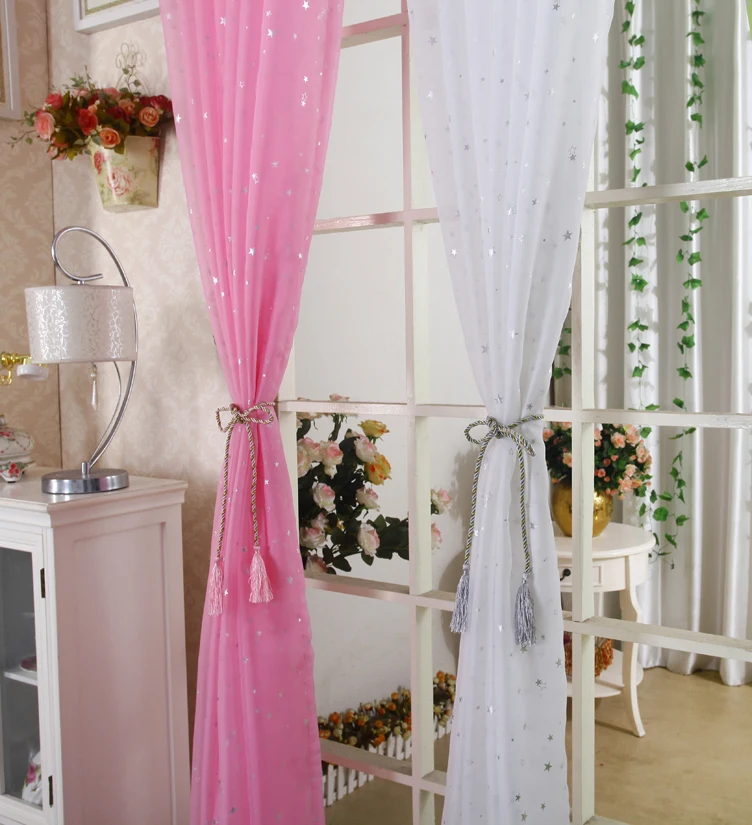Блестящие звезды ткань детская комната окна шторы для детей мальчик девочка спальня гостиная синий/розовый ночные шторы на заказ драпировка
