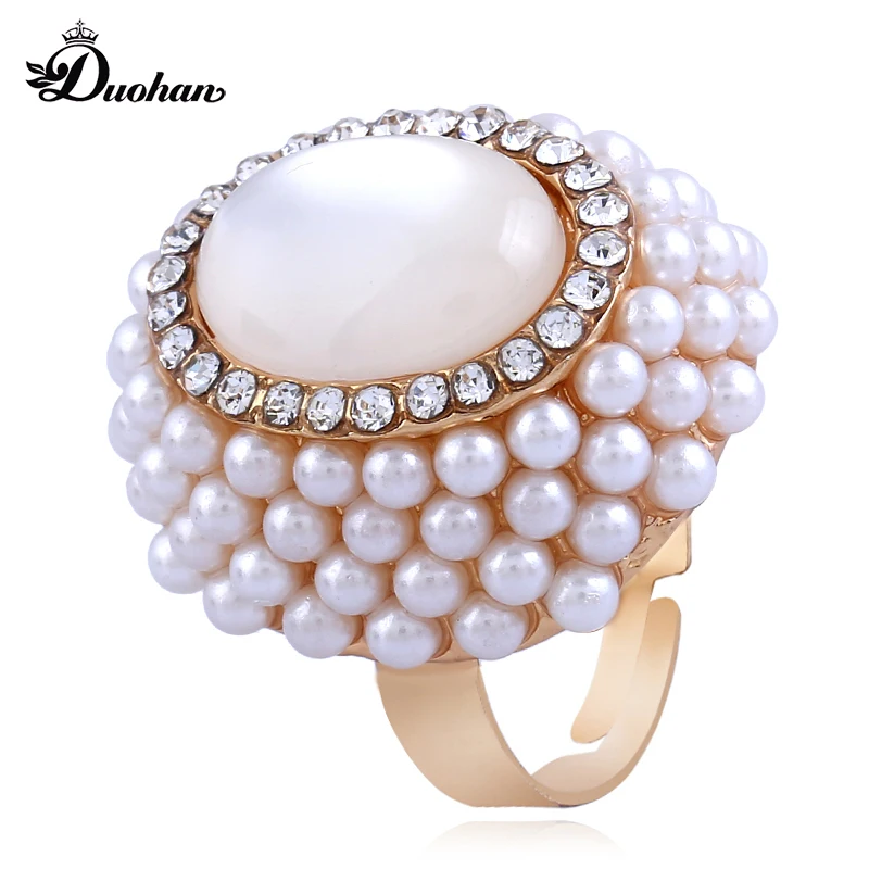 Duohan опал женский кольцо с несколько небольших имитация жемчуга обода и горный