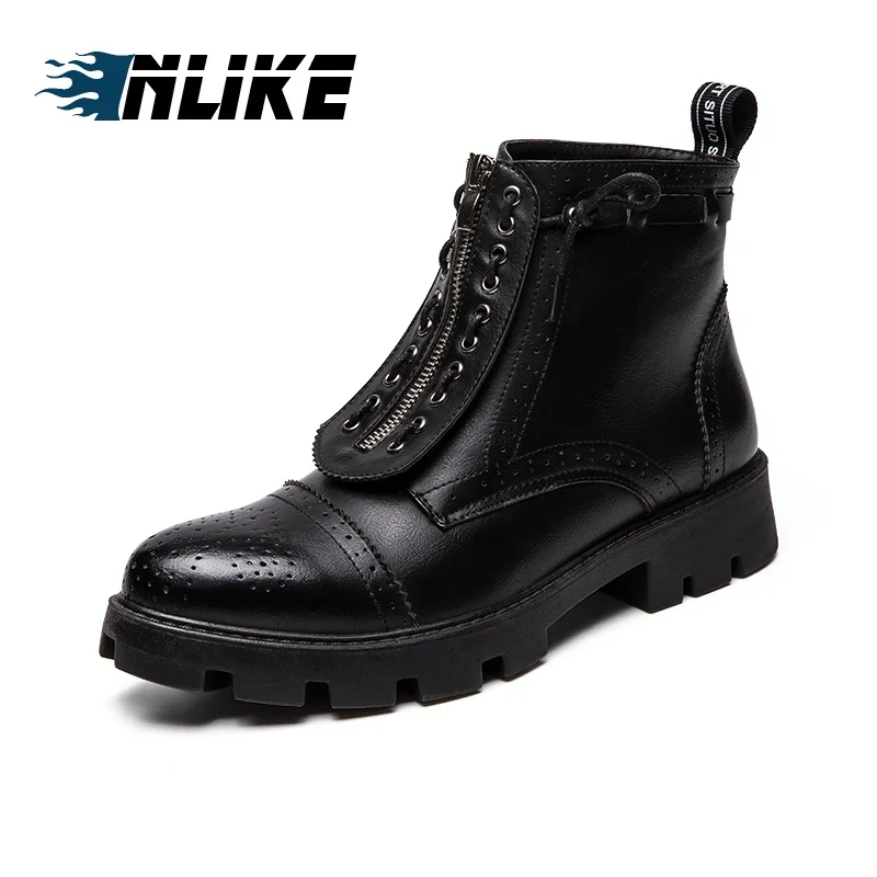 Bottes Cuir Pour En Supérieure Décontracté À Britannique Qualité Homme Lacets Noir Mode Inlike Bottines Chaussures Hommes CdorxeQWB
