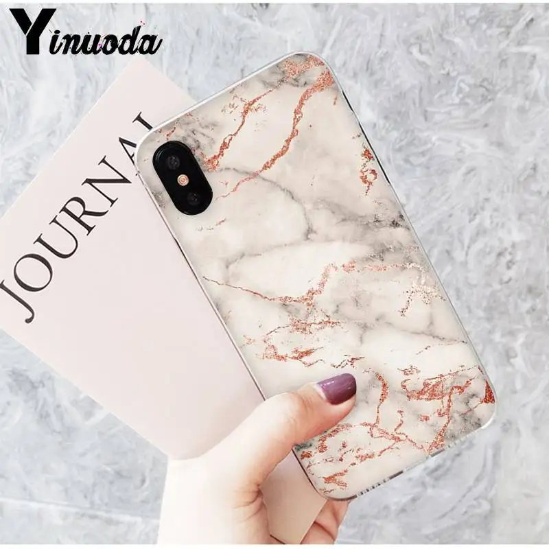 Модный чехол Yinuoda с розовым мраморным рисунком сделай сам для телефона iPhone 6S 6plus 7