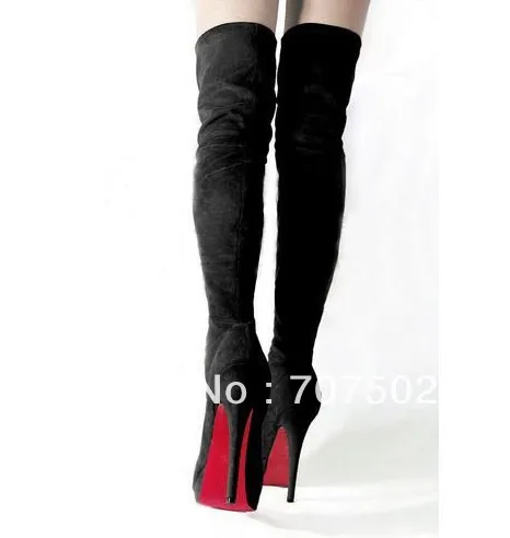 red bottoms knee high boots