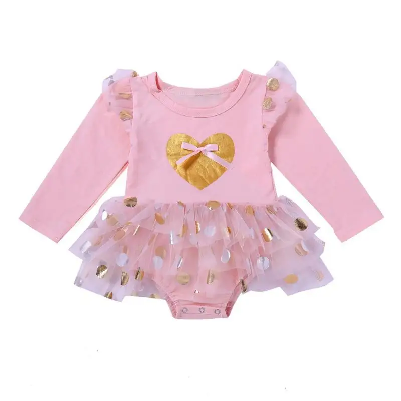 

Cute Newborn Girls Baby Long Sleeve Heart Print O-Neck Romper Jumpsuit