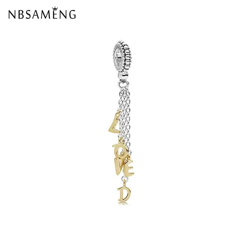 

Original Free Shipping Silver Plated Bead Alloy Love Script Dangle Charm Fit Pandora Bracelet Necklace DIY Women Jewelry