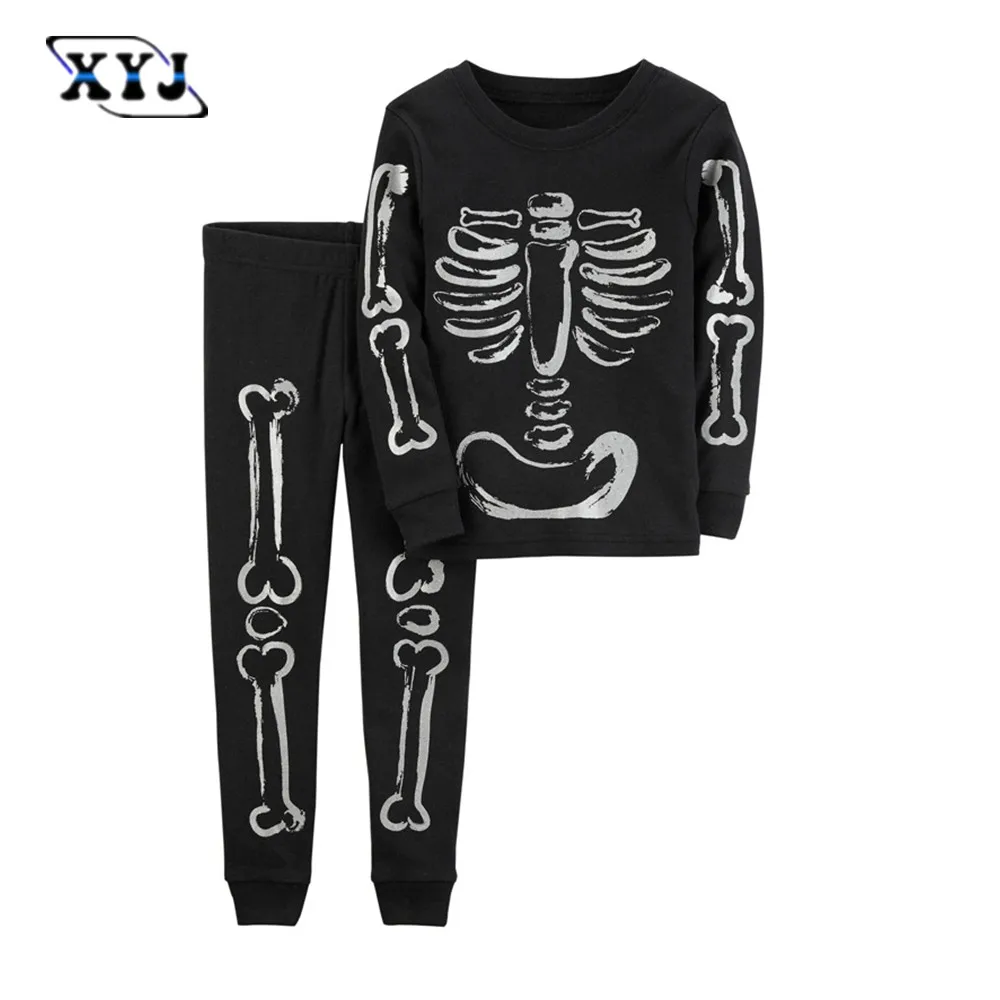 2017 Autumn Pajamas Suit Black Two Peice Suit Long Sleeve Sleepwear Baby Kids Girls Pajamas Hip