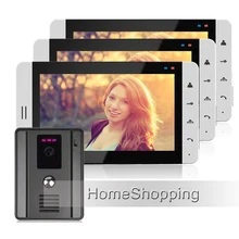 ENVÍO de la Nueva 7 “Color de Tecla Táctil Monitores de Pantalla Video de La Puerta Sistema de Intercomunicación Teléfono + 3 Blanco + Cámara de Visión Nocturna Timbre