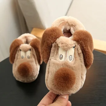 

Winter new boys and girls cotton shoes fur puppy cute pattern baby shoes infants warm snow boots