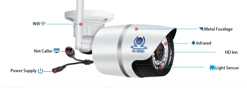 ZSVEDIO Surveillance Cameras IP Camera Onvif 1080 Wi Fi Outside Wireless 2.0MP Full HD Alarm IR Night Vision Camera CCTV (14)