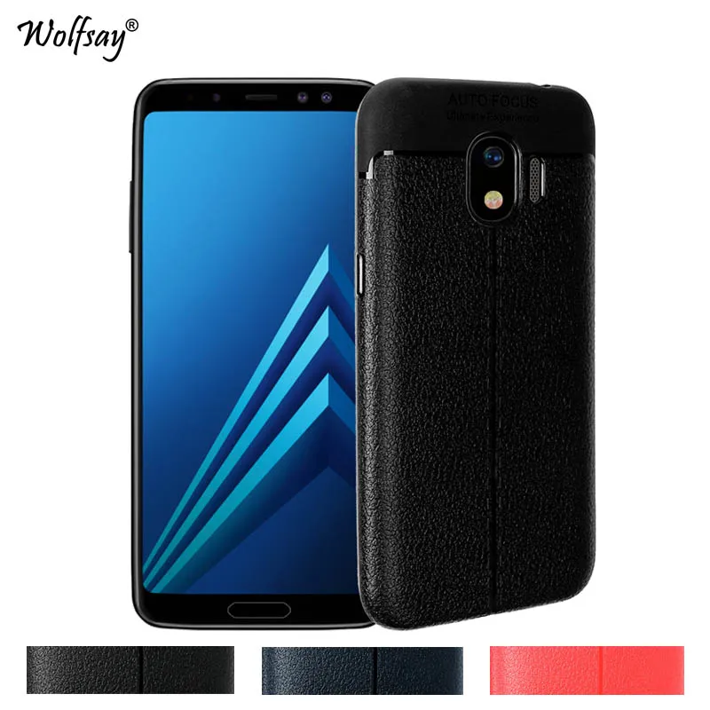 for Cover Samsung Galaxy J2 Pro 2018 Case J250F Litchi Striae Soft TPU Phone sFor Wolfsay Shell |