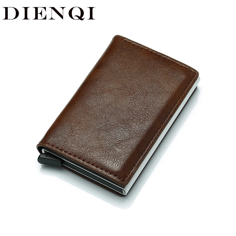 DIENQI محفظة بشريحة RFID حامل بطاقة محفظة نسائية للعملات المعدنية الرجال محفظة ضئيلة صغيرة الذكور محفظة جلدية البسيطة جيب حقيبة المال النساء Walet ...