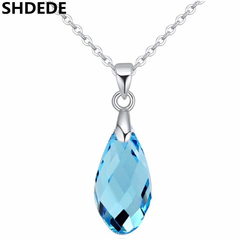 Синий Teardrop Ожерелья Подвески Кристалл с Элементами swarovski 2016 Новая Мода Ювелирные