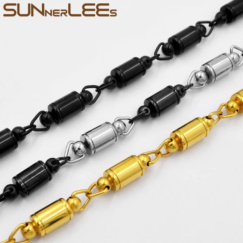 

SUNNERLEES 316L Stainless Steel Necklace 8mm Geometric Link Chain Silver Gold Black Men Women Jewelry Gift SC174 N