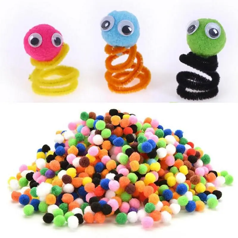 2000 Pcs/bag 8mm Mixed Color Soft Fluffy Pom Poms Diy Toys For Kindergarten Mixed Color Soft Fluffy Pompoms Diy Snow Balls
