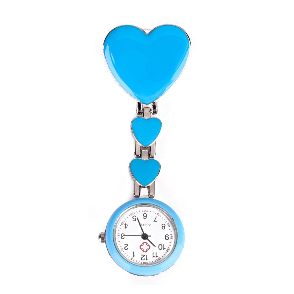 Shellhard Women Chic Heart Shape Cute Watch 7 Colors Pendant Clip-On Brooch Fob Pocket Analog Alloy Quartz Nurse Watches