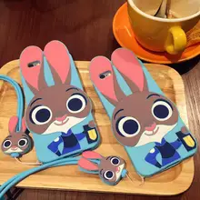 3D мультфильм зверополис, Джуди милый, красивый кролик животное телефон ремень силиконовая сумка Подвеска со шнурком на шею ремень синий цвет