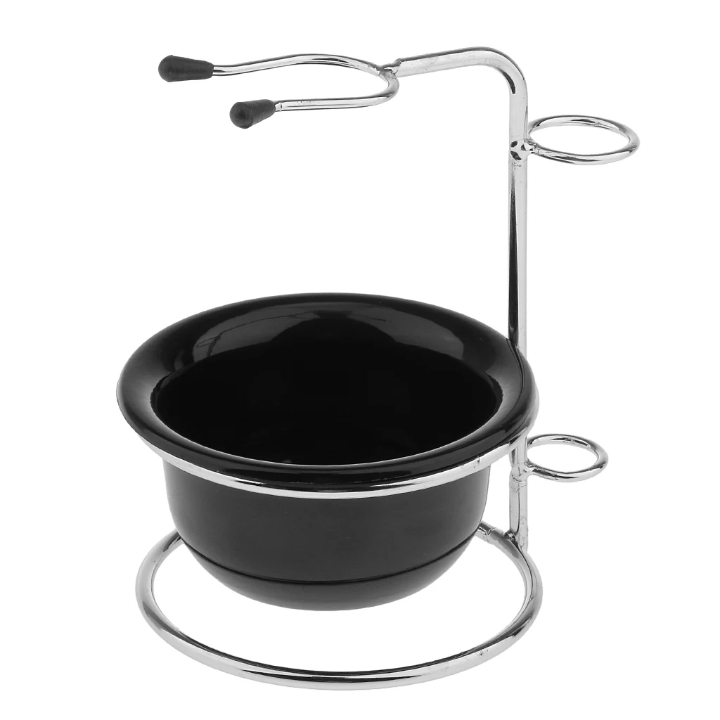 Professional Shaving Set Acrylic Soap Bowl/Mug + Stainless Steel Shaving Brushes Tool Holder Stand for Men