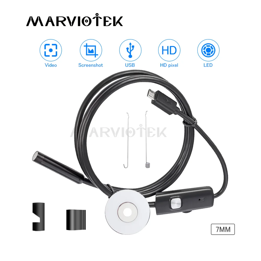 Мини камера Портативный USB эндоскоп 7 мм Len видео c бороскопа инспекции