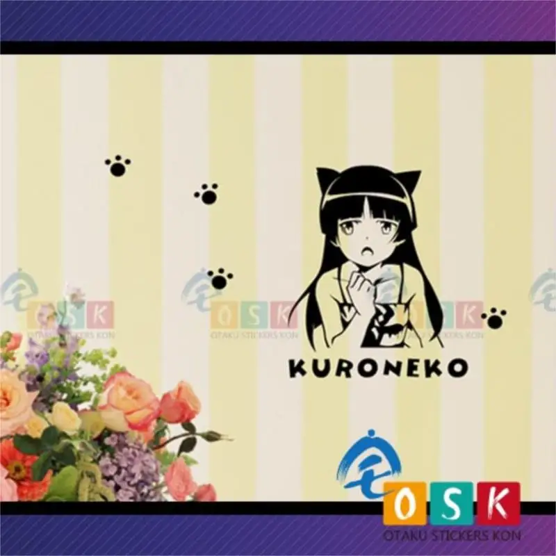 My sister black cat wall stickers five more glass white cat night witch Wang Tong is an animated body stickers