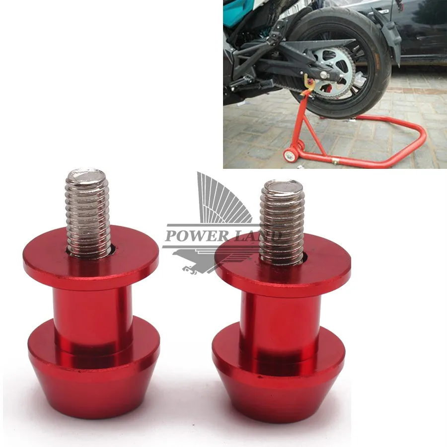 Red 10mm Motorcycle CNC Rear Stand Swing Arm Spool Sliders Stand