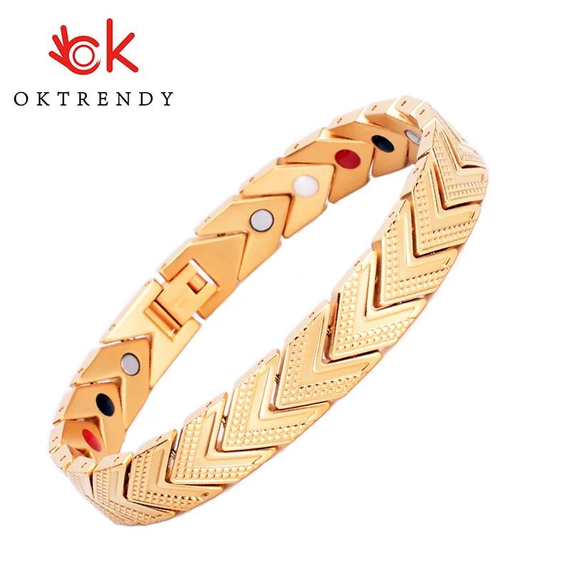 

Oktrendy Magnetic Bracelet Bangle for Men Women 4 in 1 Health Care Germanium Healing Stone Bracelet for Arthritis
