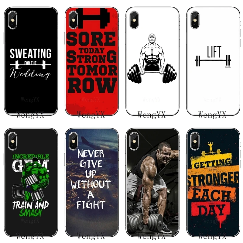 

For Apple iPhone X XR XS Max 8 7 plus 6s 6 plus SE 5s 5c 5 4s 4 Fitness Bodybuilding Gym fashion TPU Soft phone cover case