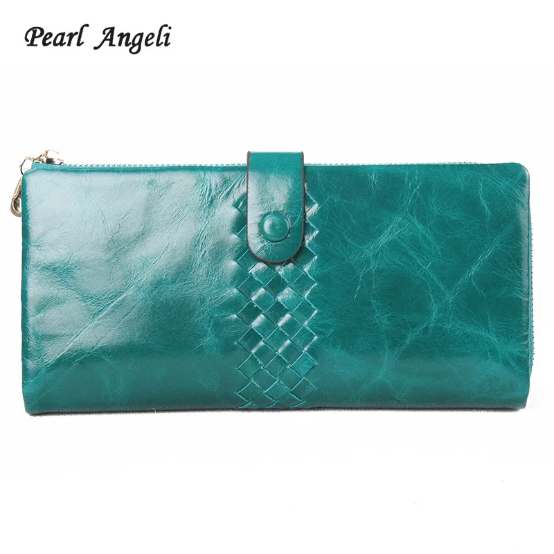 

Pearl Angeli Female Wallets Long Genuine Leather Credit Card Holder Coin Purse Cellphone Women Clutch Purse Ladies Wallet
