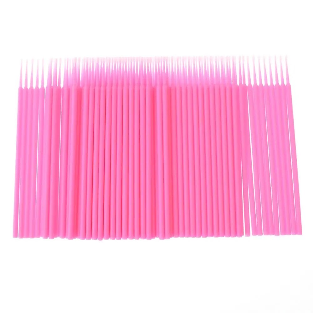 100 шт./лот, прочные, одноразовые, для наращивания ресниц, индивидуальные аппликаторы, кисточка для туши для ресниц для женщин - Handle Color: Pink