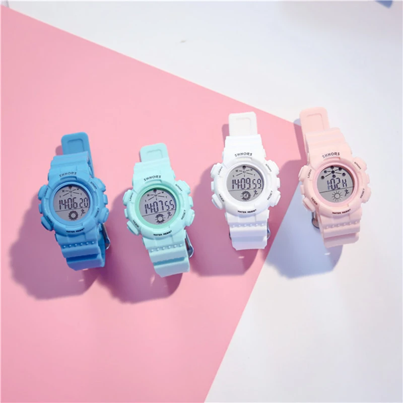 Ulzzang Симпатичные Didital часы для девочек начальной школы простые спортивные водонепроницаемые светящиеся часы наручные часы Relogio Nibosi