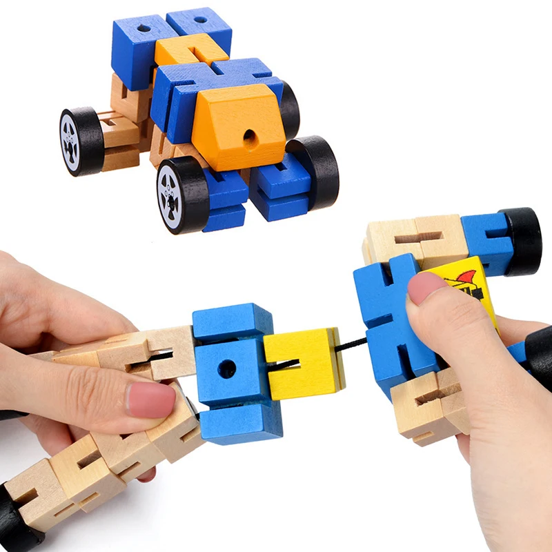 Wooden Twist & Turn Cube Puzzle Adults Kids Autism Sensory Toy 