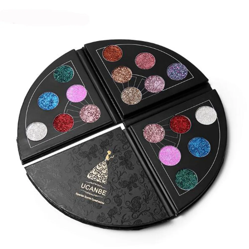 6 Colors Fan Shape Metallic Shimmer Glitter Eye Shadow Palette Makeup