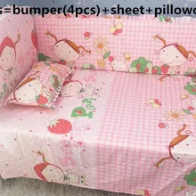 Акция! 6 шт. кроватки Постельное белье бампер детей, Пеленальные принадлежности набор, включают(бамперы+ лист+ наволочка