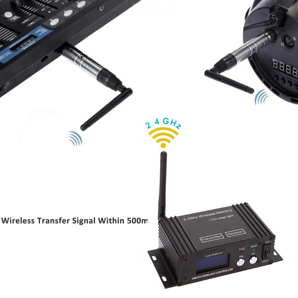 2,4 ГГц Dmx Беспроводной Long Range Dmx консоли контроллера освещения Wi-Fi Dmx контроллер с ЖК-дисплей Дисплей для освещения сцены