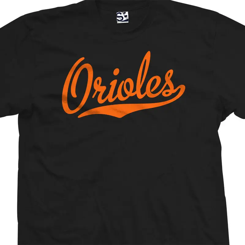 

Orioles Script Tail T-Shirt - Baseball Team Star Cursive - All Sizes & Colors