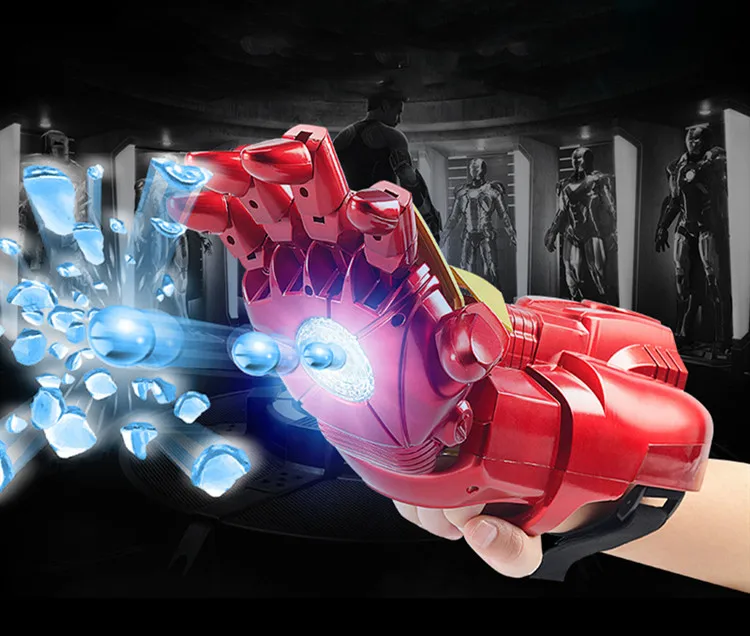 

[Top] Cosplay The Avengers super hero Iron Man arm soft nerf bullet launcher toy deformation hidden gun child Costume party gift