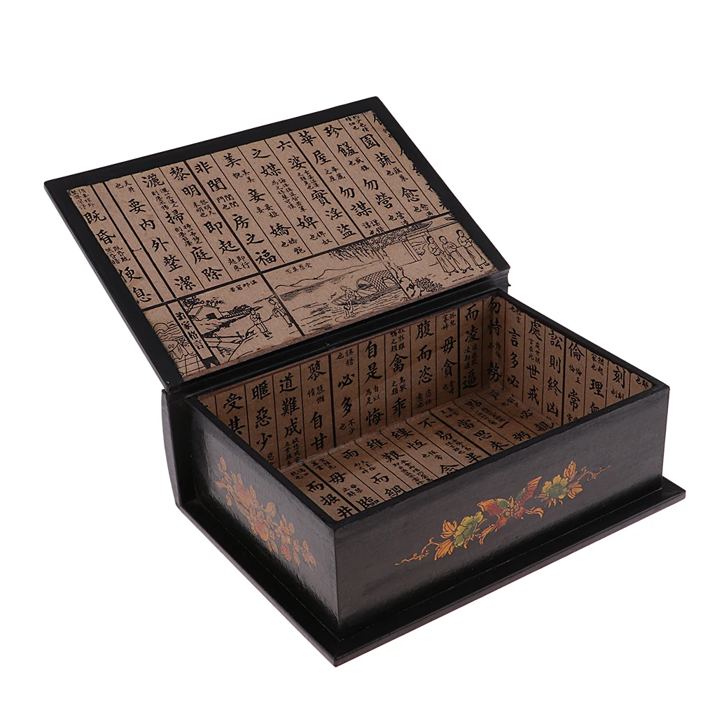 Antique Wooden Handmade Vintage Flower Bird Pattern Organizer Case Box for Jewelry Treasure Storage Holder