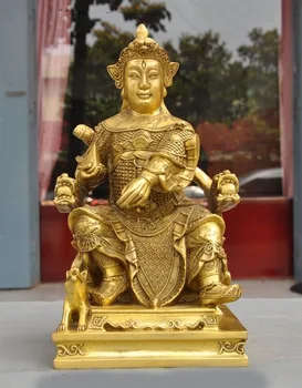 

wedding decoration 13"Chinese Brass Copper Myth immortal God Yang Jian Erlang Shen Statue Sculpture